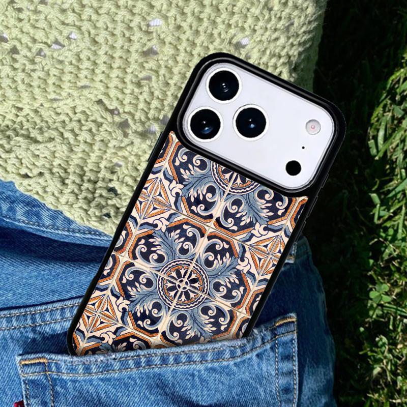 art Decorative Moroccan Tile Phone Case Cover for IPhone 11 12 13 14 15 16e 17 Pro Max Coque for IPhone 17 Air