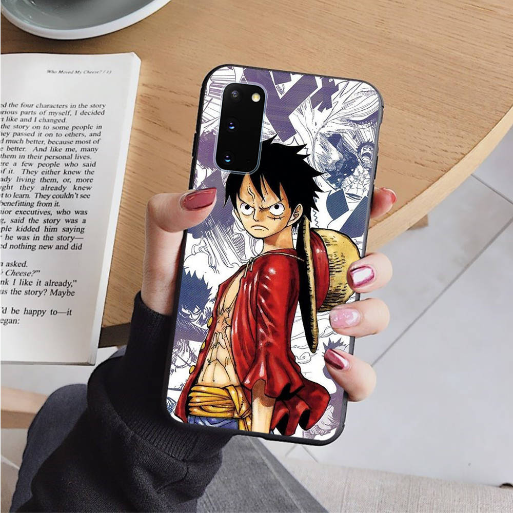 AD62 One Piece Luffy Black Case for iPhone 16 15 Plus 14 13 12 11 Pro 8 7 6S SE 5S X XR XS Max Realme C30 C33 C31 9I Huawei Y8P Y9 Sofe Cover