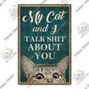 Putuo Decor Black Funny Cat Metal Sign Vintage Plaque Metal Retro Animals Tin Poster for Living Room Home Decoration Wall Decor