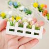 Mini Flower Bed Planter 1:12 Scale Miniature Wooden Fence Flower Pot Set Handcrafted Picket Fencing Planters for Doll Houses Garden Village