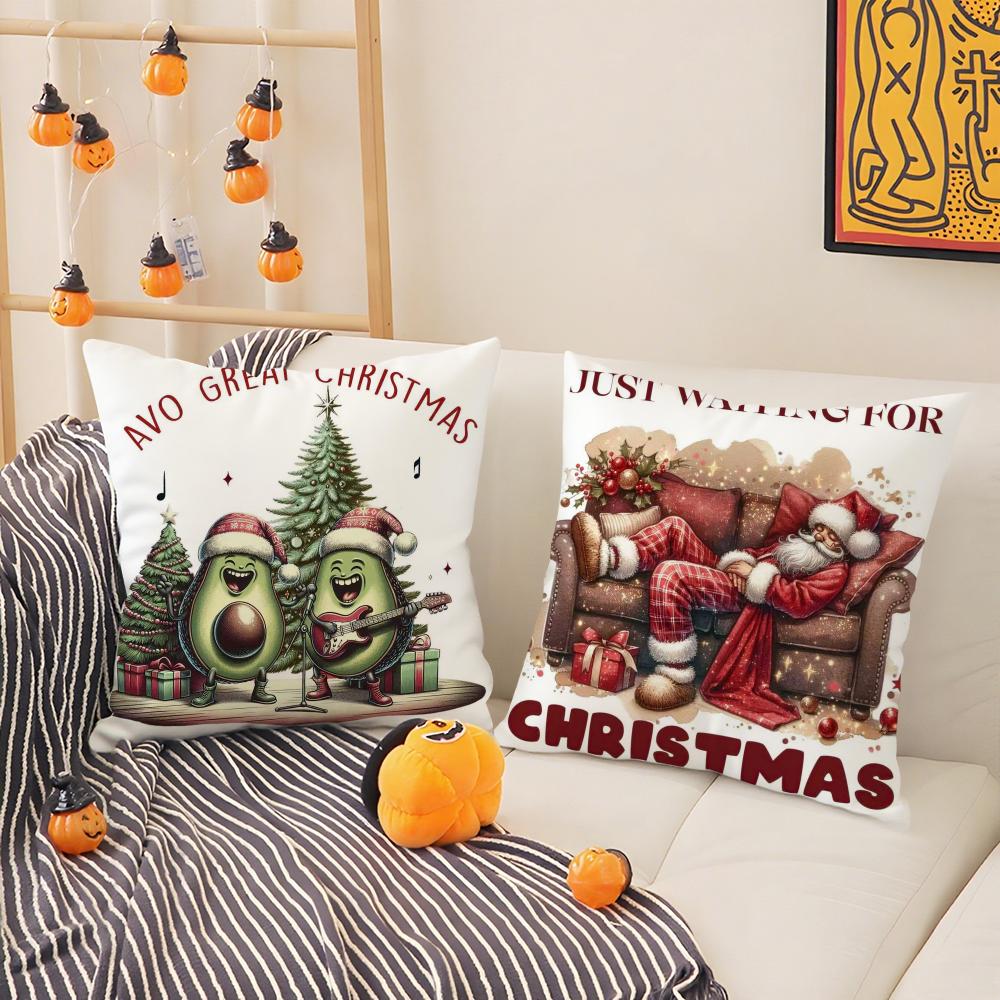Christmas Animals Pillow Case Silky Short Plush with Invisible Zipper Dustproof Sofa Cushion Cover for Home Decor