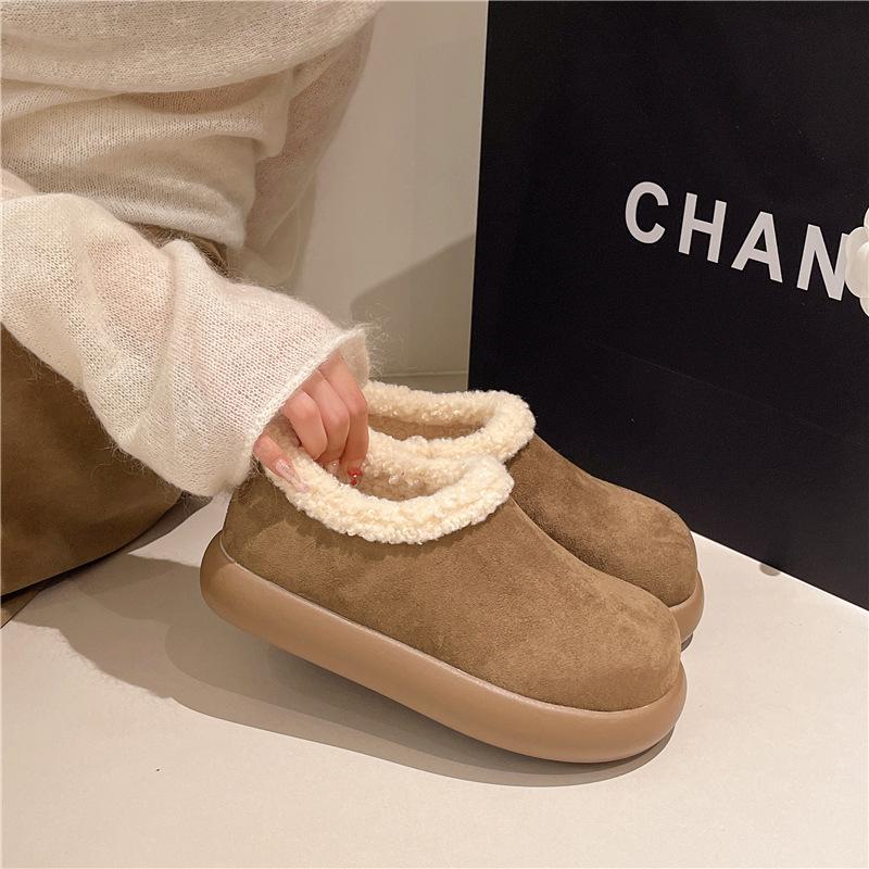 Women's Fashion Lightweight Height-enhancing Soft Sole Winter Warm One-step Fur One Snow Boots Velvet Lined Non-slip Casual Sports Cotton Boots