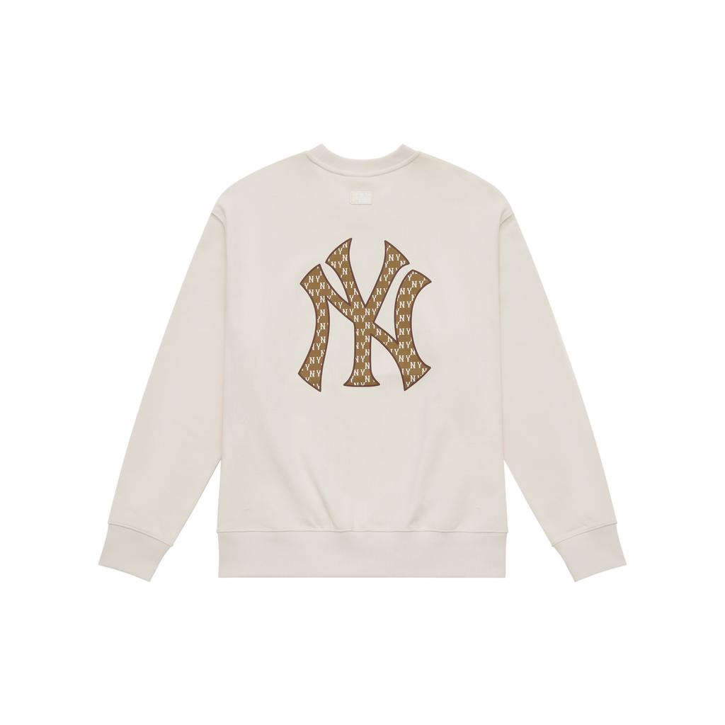 New MLB MONOGRAM Collection New York Yankees Crew Neck Sweatshirt Unisex Cream 3AMTM0444-50CRD