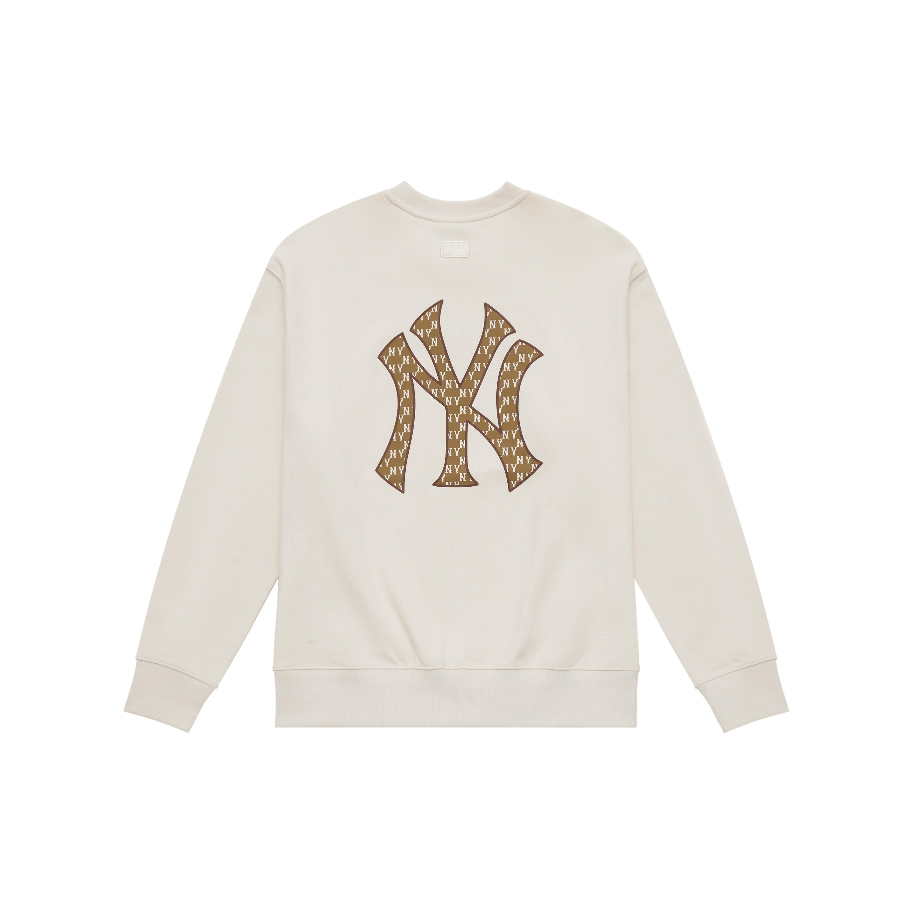 

New MLB MONOGRAM Collection New York Yankees Crew Neck Sweatshirt Unisex Cream 3AMTM0444-50CRD XS