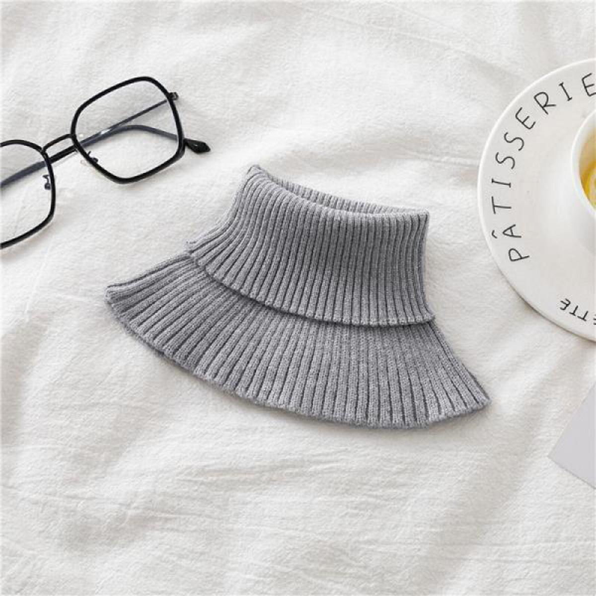 

Winter For Men False Collar Detachable Cotton Knitted Turtleneck Collar Fashion Stripe Design Warm Cover Head Neck Guard Collar