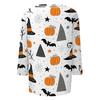 Women's Casual Halloween Print V Neck Top Three Quarter Sleeve Lightweight Blouse for Fall Seasonal Wear