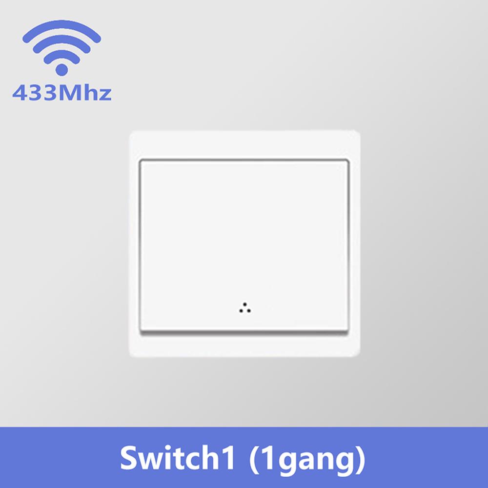 433MHz უსადენო ჭკვიანი კედლის ნათურის ჩამრთველი 1/2/3 განყოფილებიანი დისტანციური მართვის პანელი AC100–240V სტიკერის დიზაინი LED ნათურებისთვის სახლის ავტომატიზაცია