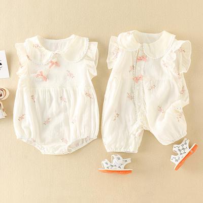 Baby Clothes Summer Clothes Thin Newborn Baby Girl Onesies Princess Full Moon 100 Days Clothes Summer Wrap Fart Clothes