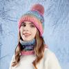 2025 Winter Beanie Hat and Scarf Set for Women - 2pc Acrylic Knit Fabric, Solid Color with Plush Lining, Ear Warmer Design, Hand Wash