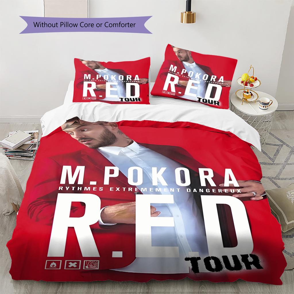 M Pokora Pattern Bedding,Quilt Set Quilt Cover Pillowcase Home Birthday Gift (1 * duvet cover + 2 * pillowcase, without core)