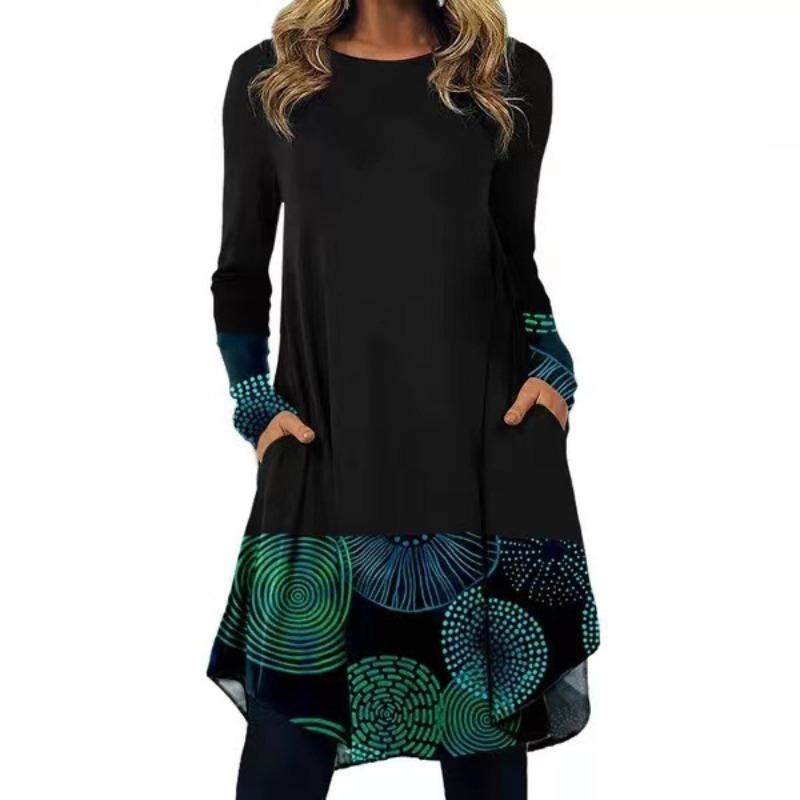 JPNTKY Moda Autunno Inverno Manica Lunga Girocollo Abiti Casual