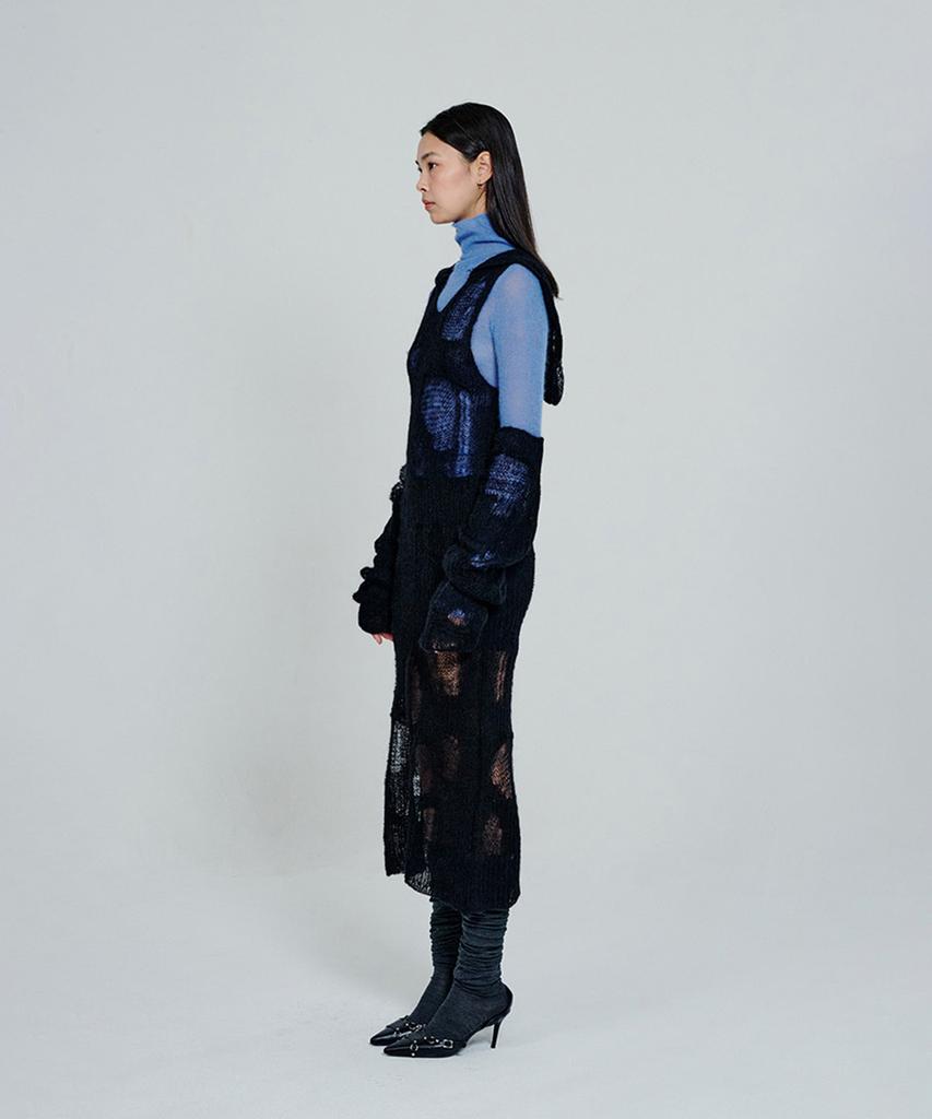 Deoaeteus Mohair Hood Long Dress_Black