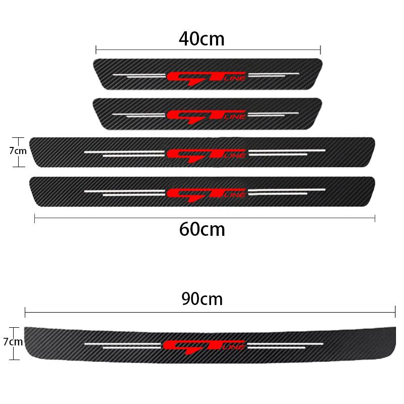 Carbon Fiber Car Door Sill Threshold Anti Scratch Protective Stickers Decals For Kia GT Line Sportage Ceed Picanto K3 K5 Stonic