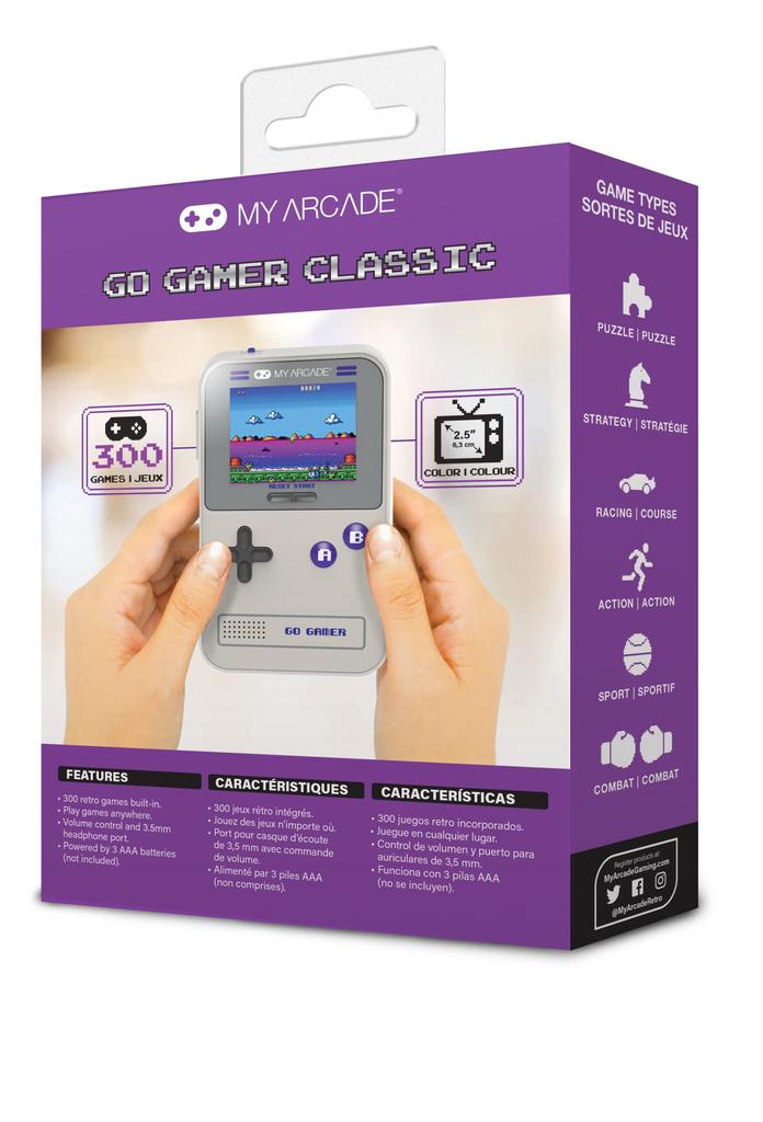 My Arcade Go Gamer Classic-Purple: Portable Electronic Game Console with 300 Games, Full Color 2.5" Screen - Fun for The Entire Family(DGUN-3910)