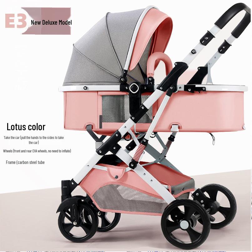 Foldable Multi-Functional High Landscape Baby Stroller: Sits and Lies Flat, Shock-Absorbing, Two-Way Design for Newborns
