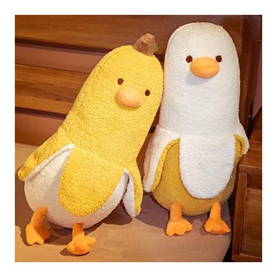 Plush Banana Hug Pillow Cute Animal Banana Duck Soft Cuddly Pillow Funny Long Pillow Comfortable Mother's Day Gift Christmas (35CM, Yellow)