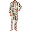 Herren Langarm Button-Down Pyjama-Set, 2-teilige Nachtwäsche Loungewear mit Hose für Zuhause und Schlafenszeit