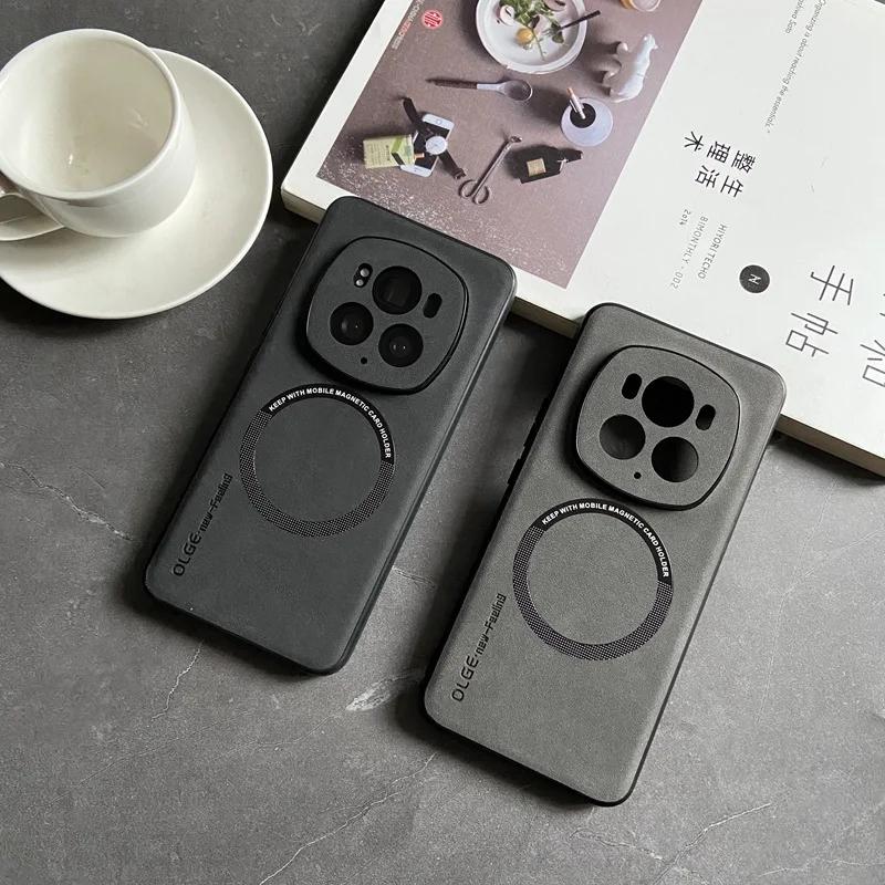 Magnetische Handyhülle für Huawei Honor Magic 7 6 Lite 5 Pro Lammfell-Textur Fuax-Lederhülle für Honor 100 90 80 Pro Flat SE GT