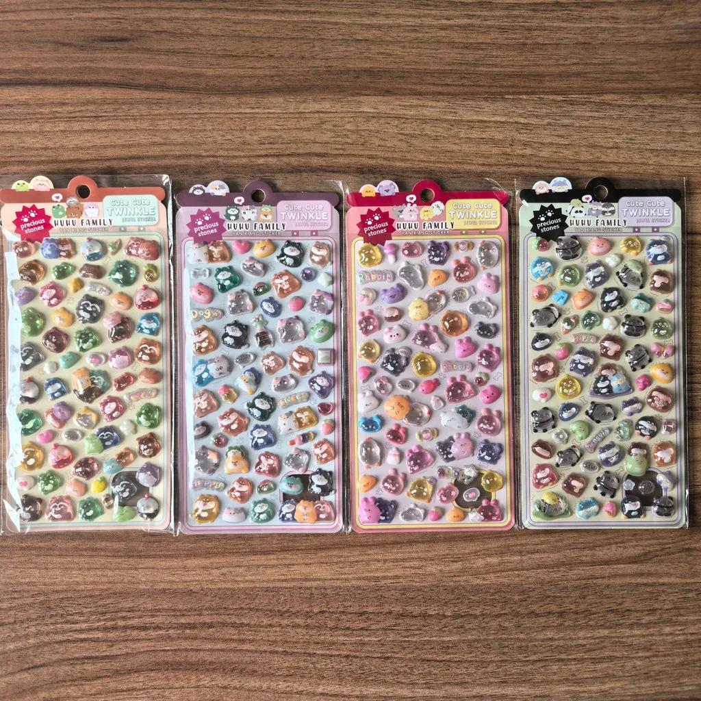 4 Pcs Kawaii 3D Embossed Cartoon Animal Stickers Kids’ DIY Decor for Phones Tablets Pencil Cases BulingBulingStickers Store