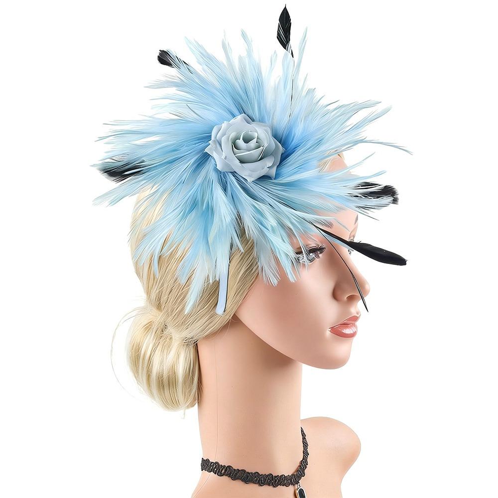 Dual-purpose Feather Headdress Colorful Lady Fascinators Retro Flower Headpieces  Wedding