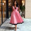 Elegant Color Block High-Waisted Women's Banquet Dress