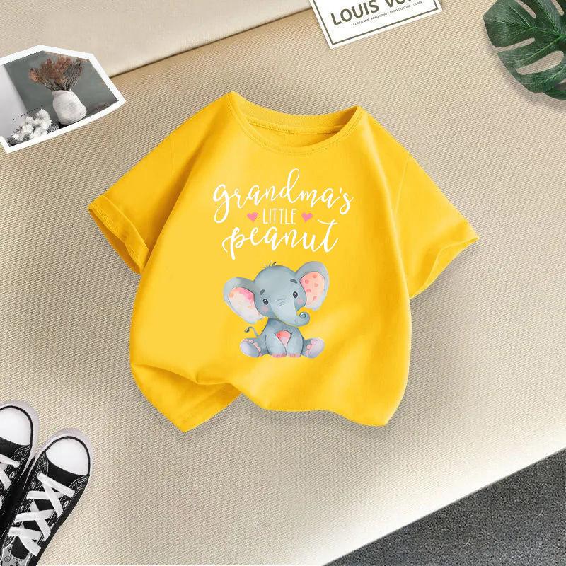 Dětské tričko s potiskem roztomilých zvířátek Dětské 100% bavlněné topy 2-13 let Volný střih Ležérní O-výstřih Krátký rukáv