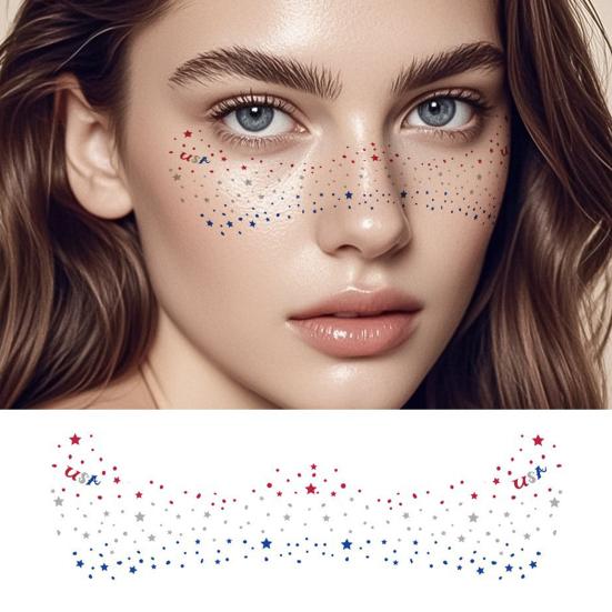 Rainbow Festival Face Stickers Metallic Freckle Heart Decals Waterproof Temporary Tattoos for Parties Festivals Photo Booths