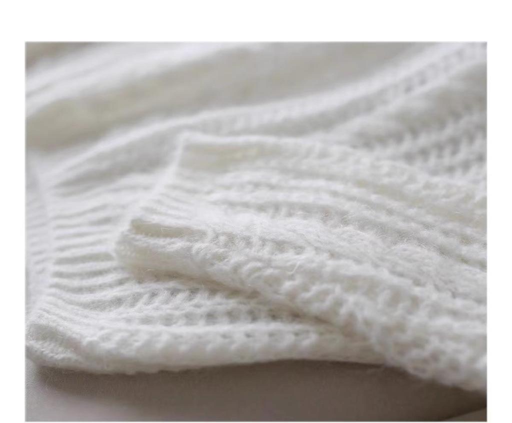 Women's Soft Mohair V-Neck Sweater - French Style, Lightweight Spring Knitwear