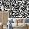 Wallpaper Black and White Flowers Graphite, Gray Background 50x1000