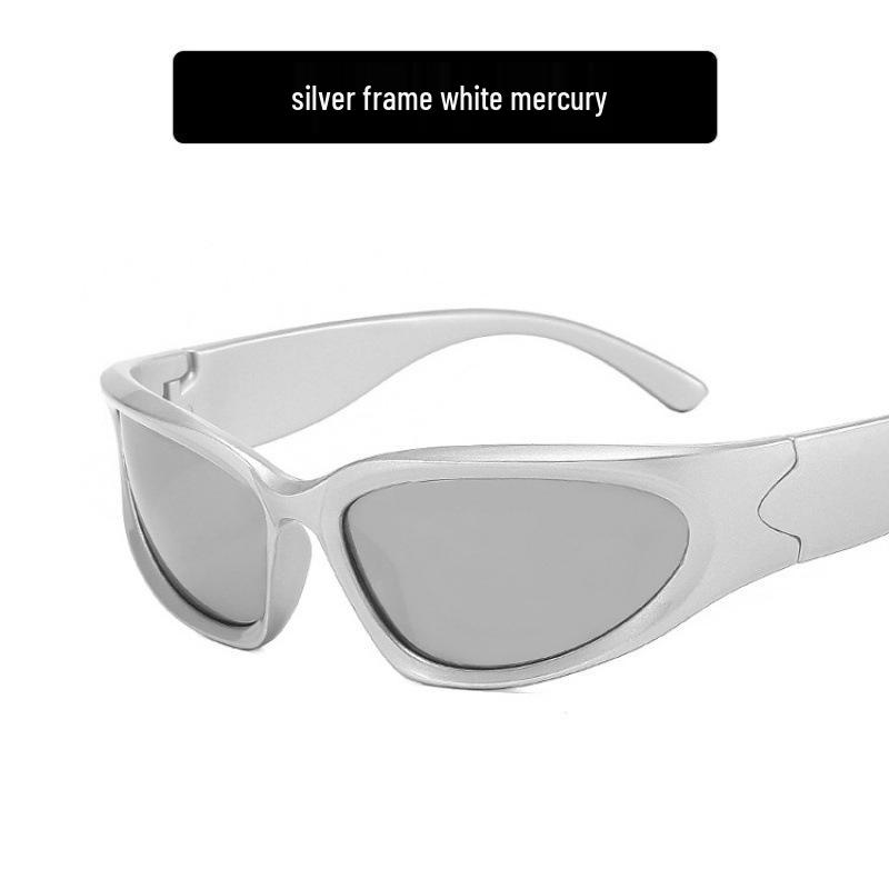 Trendy Y2K Style High-End Silver Square Sunglasses for Men and Women
