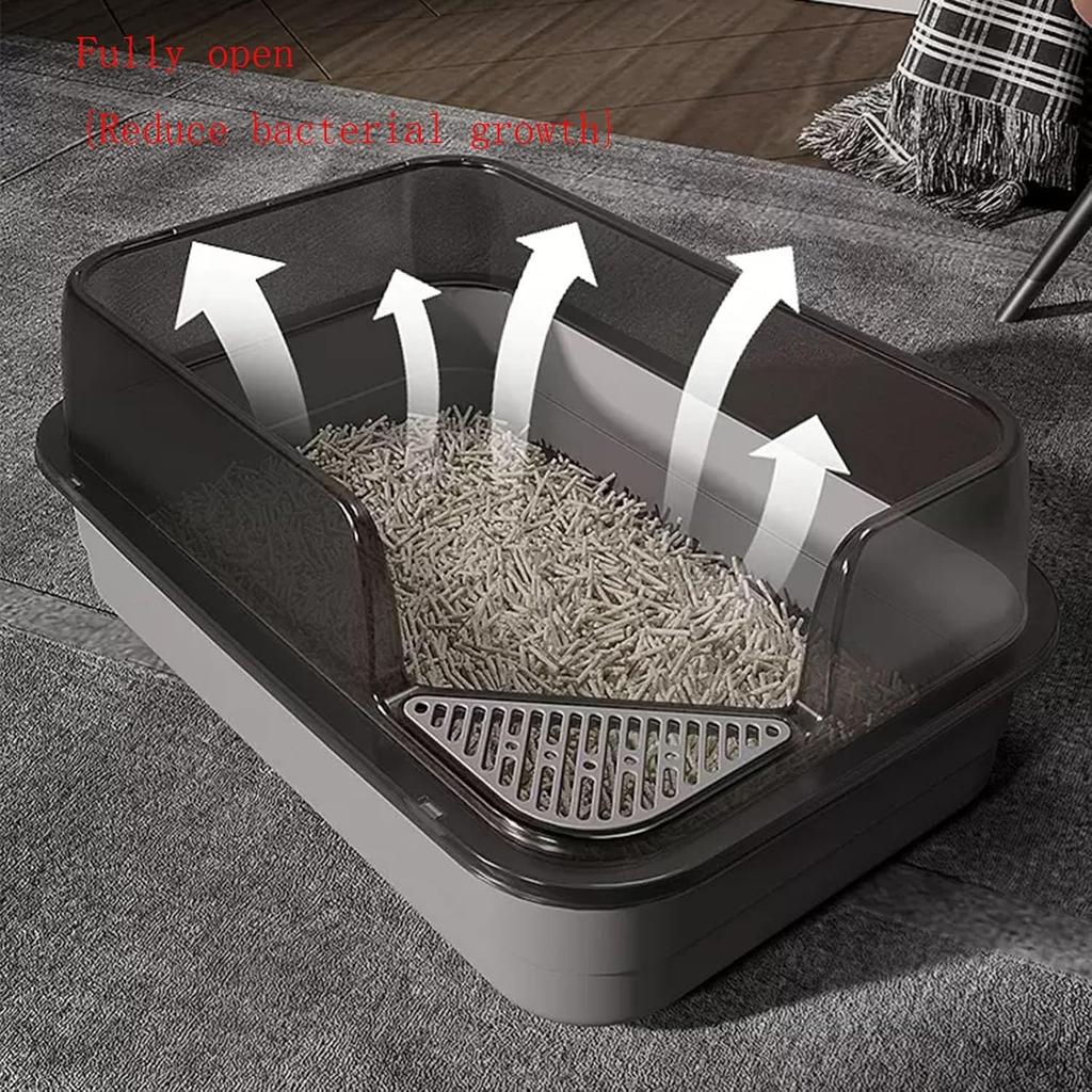 Lieblings-Katzenklo mit Katzenstreuschaufel Katzenklo Übergröße Toilette Spritzwassergeschützt Vollständig offen Katzenklo