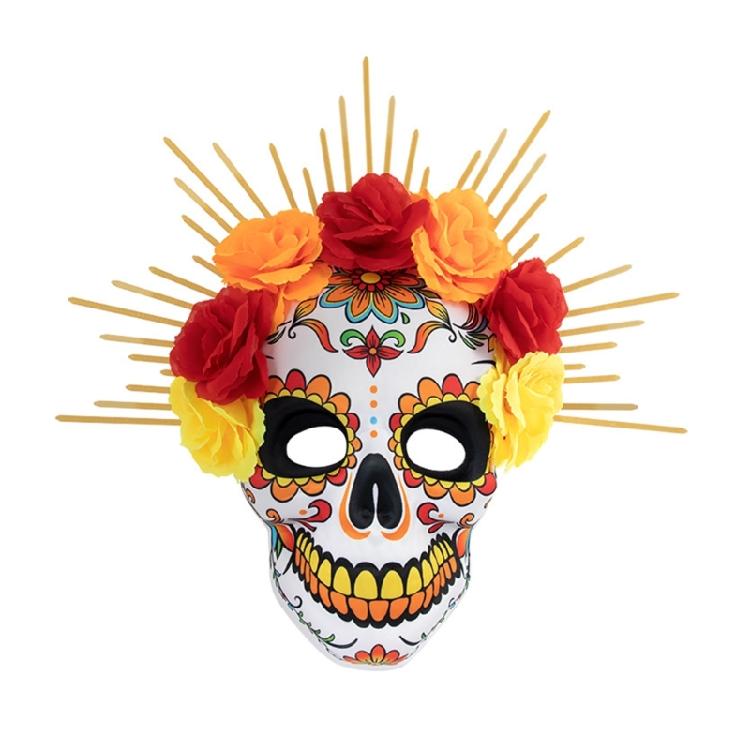 Masquerade Mask Day of The Dead Mask Rose Suger Skeleton Mask for Halloween Cosplay Costumes Party Mask for Women Men