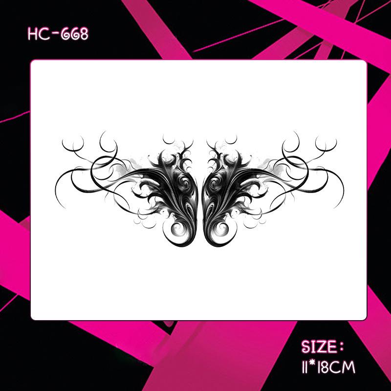 Herbal Semi-Permanent Waterproof Succubus Tattoo Sticker for Women - Long-Lasting, Scar-Covering, High-End Design for Chest, Waist, and Abdomen