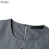 ZANZEA Vestido Casual de Verano para Mujer de Manga Corta y Color Sólido con Cuello Redondo