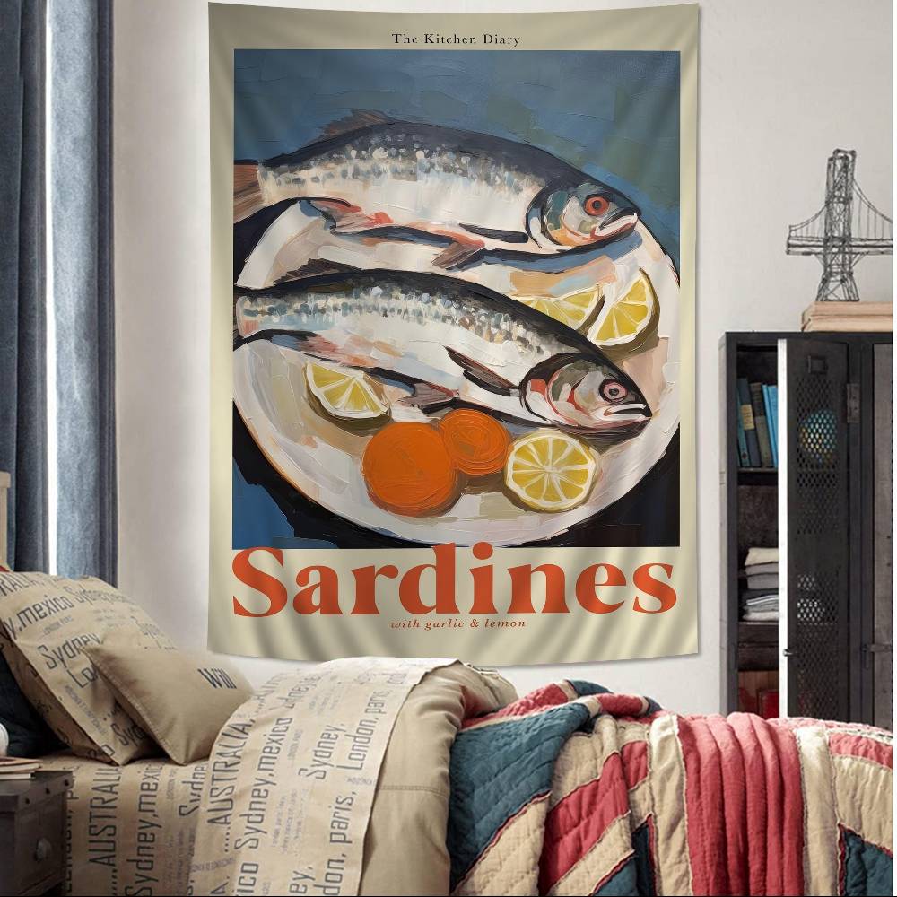 

Colorful Sardine Cartoon Tapestry Art Science Fiction Room Home Decor Art Home Decor 74x94cm(29x37in)