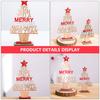 2Pcs Wooden Xmas Tree Shaped Adorn Mini Christmas Decor Creative Blessing Design Stable Base Festive Party Home Office Desk