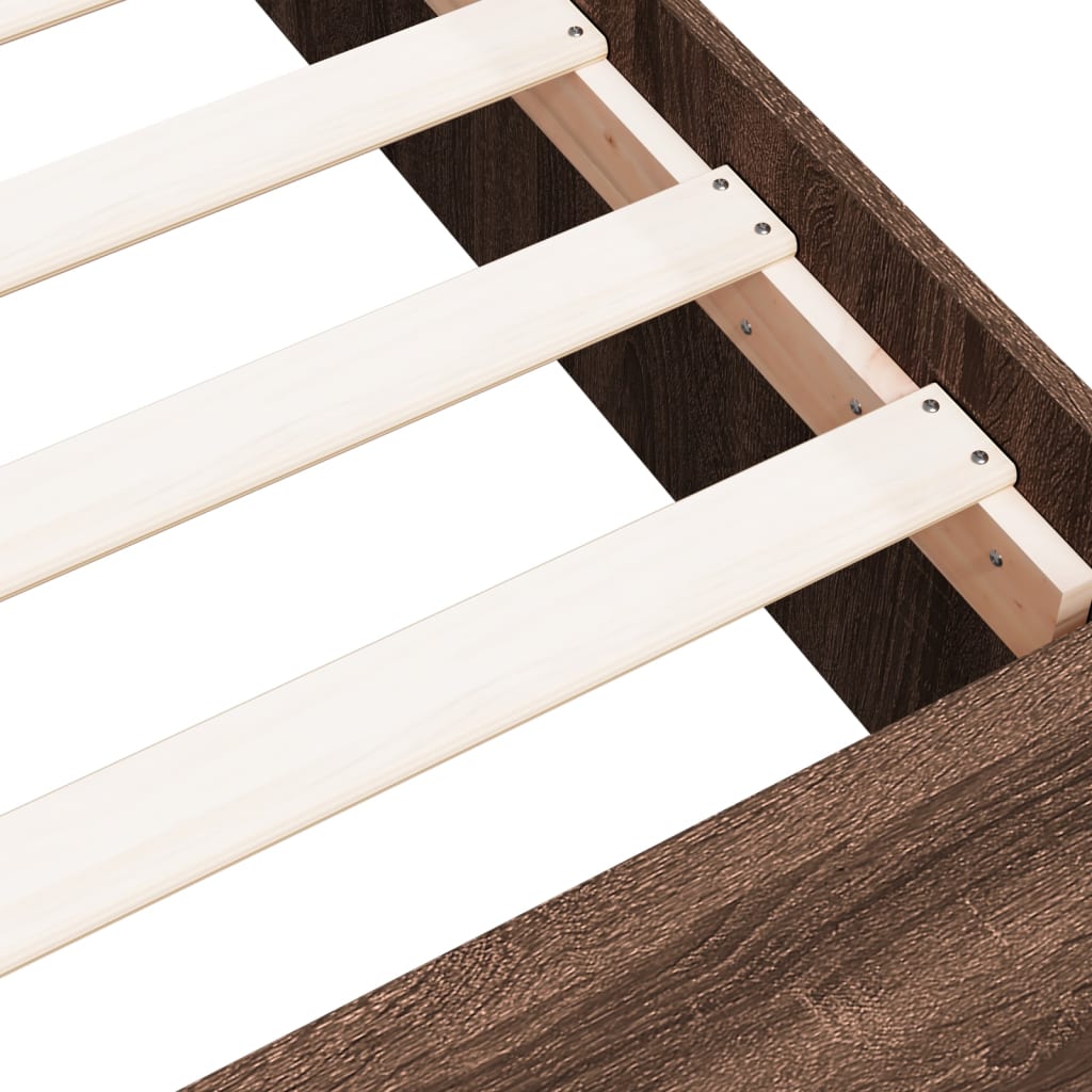 Brown Oak Effect Bed Frame 75 X 190 Cm Particleboard