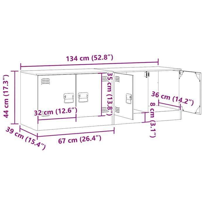 VidaXL TV Furniture 2 Pcs Mustard Yellow 67x39x44 Cm Steel, TV Bench, TV Stand, Multimedia Cabinet, TV Sideboard, Hi-fi Cabinet, 841638