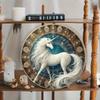 Placca Metallica Vintage Cavallo e Fiori, Decorazione da Parete Stampata 2D per Soggiorno Ufficio