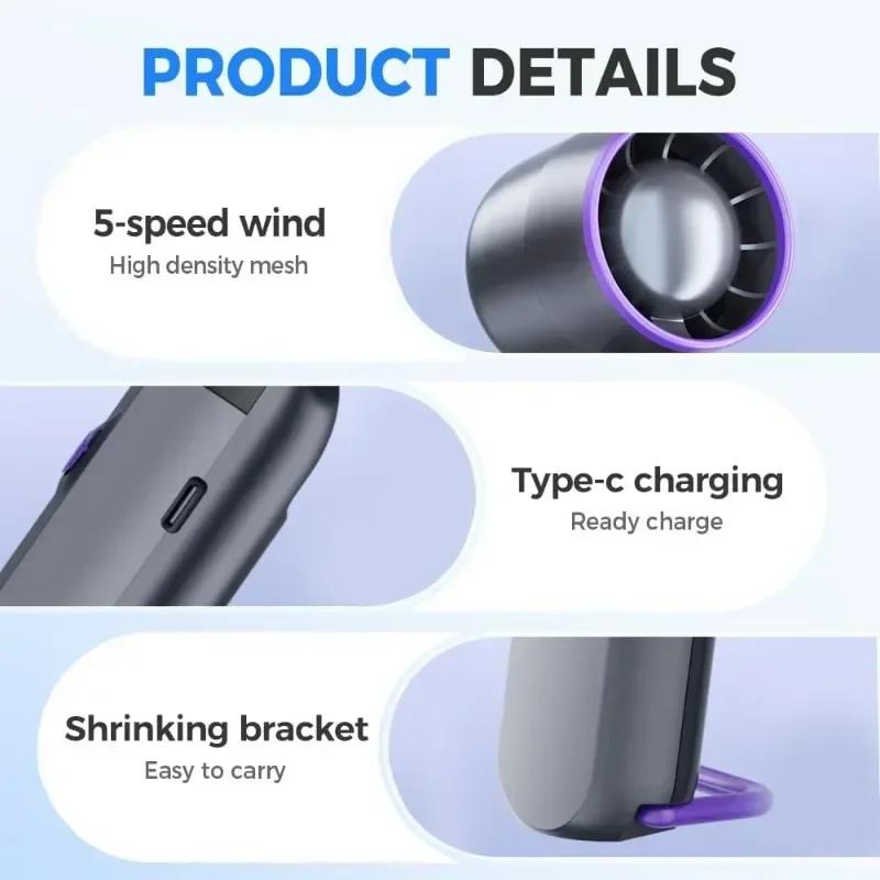 Turbo Fan Portable Handheld Fan 5 Gear Wind Battery Operated Personal Fans for Concerts Cruise Makeup for Outdoor Activities