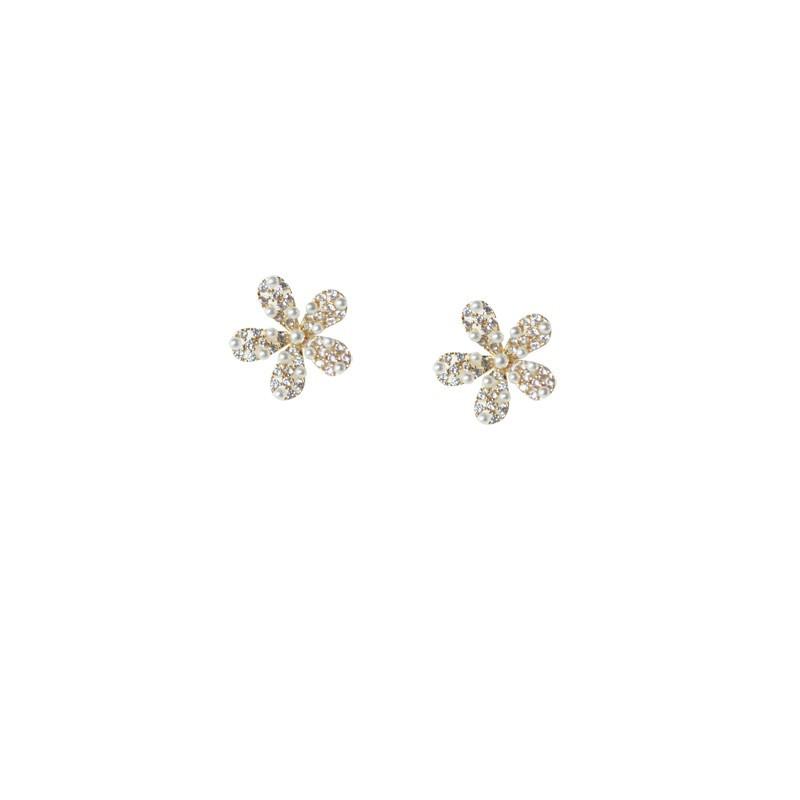 Versatile Exquisite Flower Earrings for Women with Retro High-quality Shiny Small Fresh Earrings
