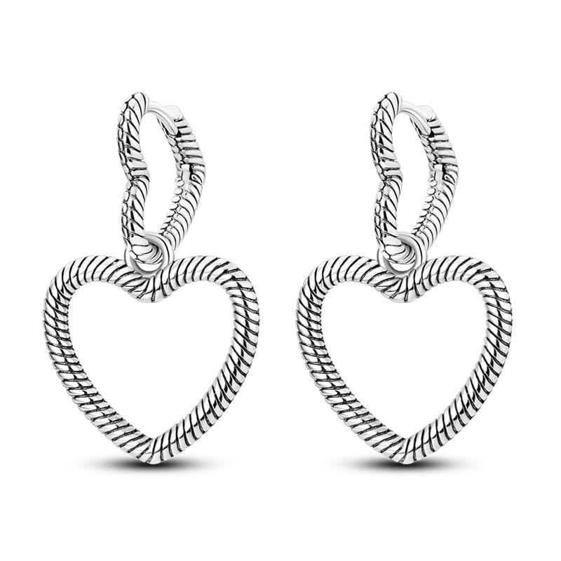 100% 925er Sterlingsilber Funkelnde Bunte Zirkon Ohrringe Herzförmige Creolen für Damen Hypoallergener Modeschmuck