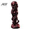 Halloween Tabletop Centerpiece Triple Stacked Skulls Figurine, Spooky See Hear Speak No Evil Skeleton Head Gothic Desktop Decoration Statue,