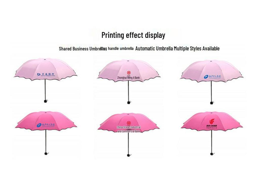 Ten-Rib Automatic Black Glue Sun and Rain Protection Umbrella, Three-Fold Design with Custom Logo Option