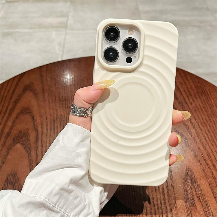 Solid Color Corrugated Shell for Apple 16 Sun Phone Case Magnetic High-end Feel for IPhone15promax Protective Case