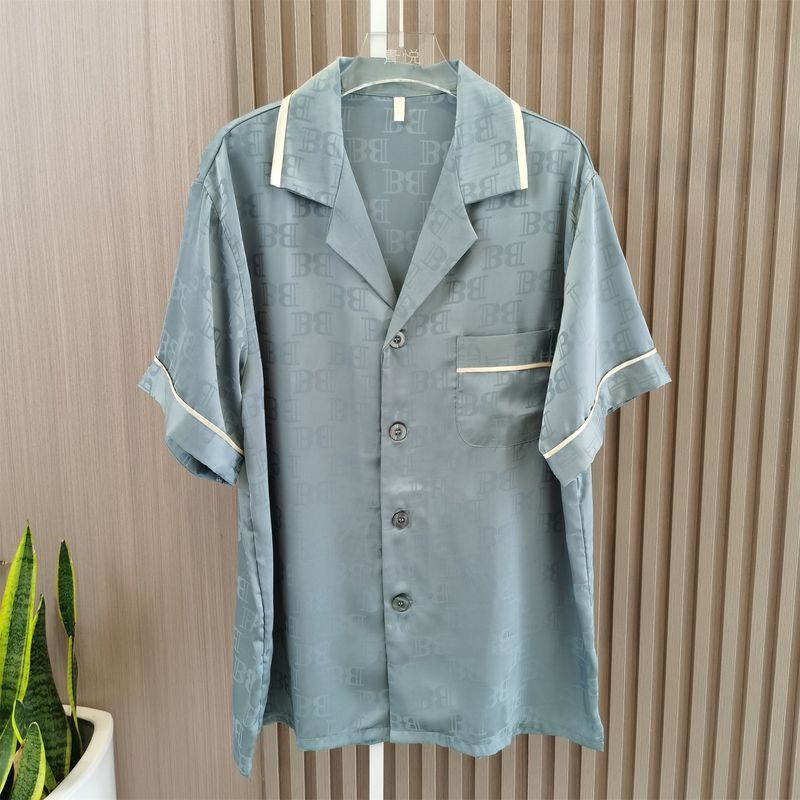 2025 New Arrival Spring and Summer Men's Pajamas Suit Silk Jacquard Short Sleeve Pants Home Wear Can Be Twinset Outfit Men