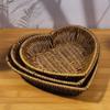 Simulation Rattan Heart-Shaped Woven Storage Basket Serving Display Basket  Restaurant