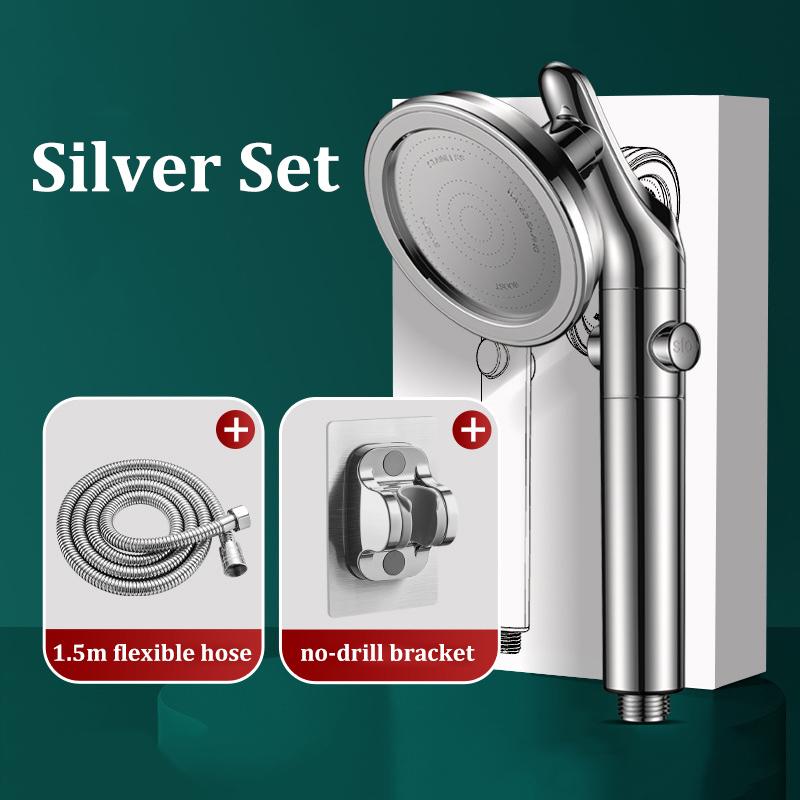 Adjustable Handheld Overhead Spray Dual-use Shower Head Rotatable Elbow Shower Head Set Booster Large Water Output