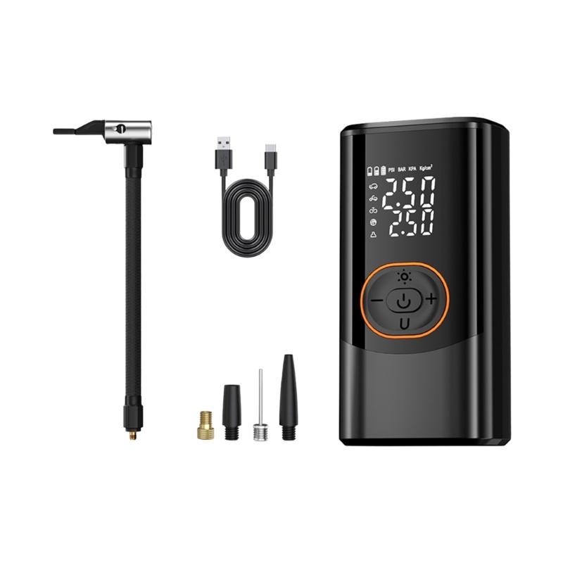 Fast Electric Air Inflator Compressor Pump For Car Bicycles Tires Wireless Charging Auto Stop And Emergency LED Light