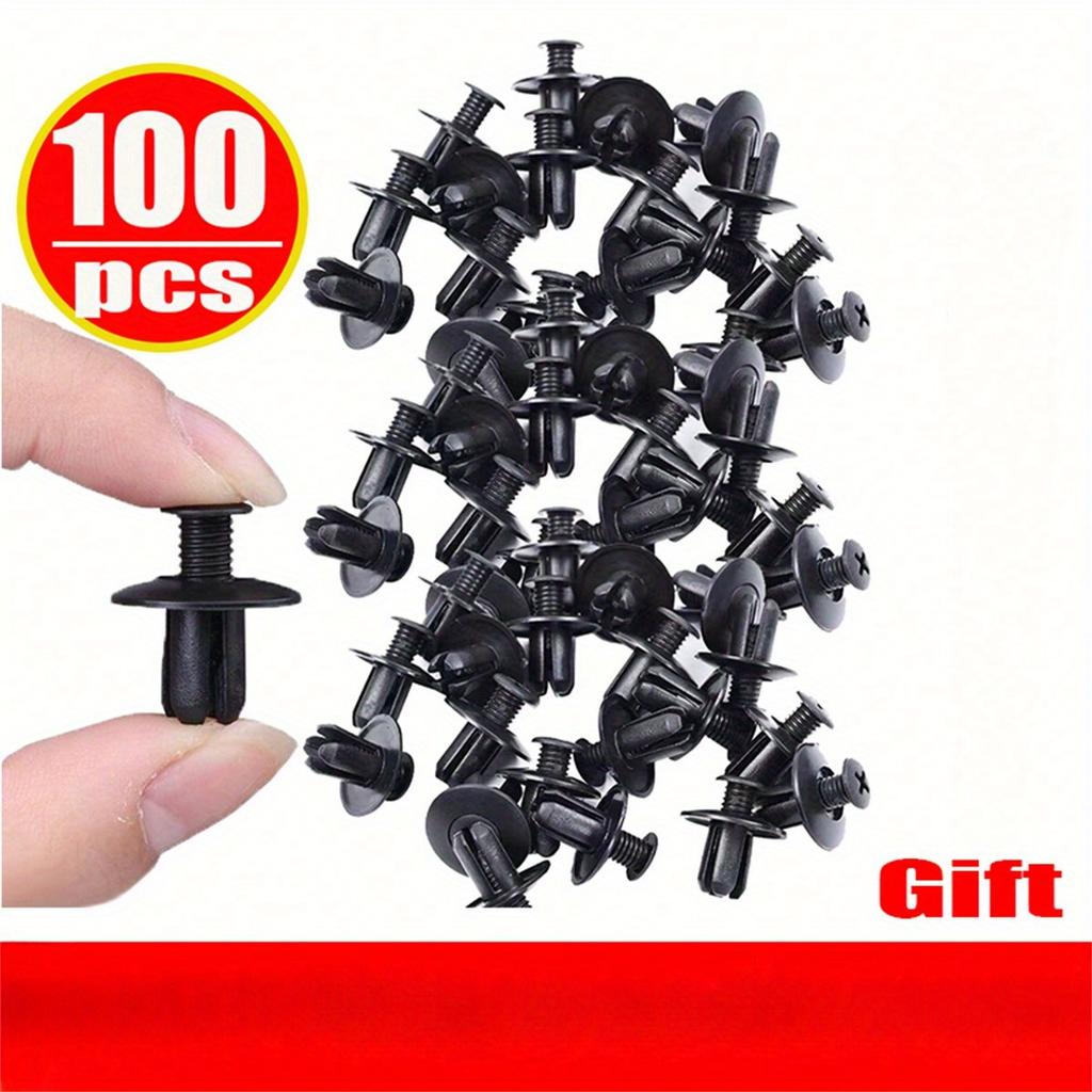 100 Stück 8mm Kunststoffnieten Befestigungselemente Schraube Auto Stoßstange Schwarze Niete Auto Befestigungsclips für Focus Kia Nissan